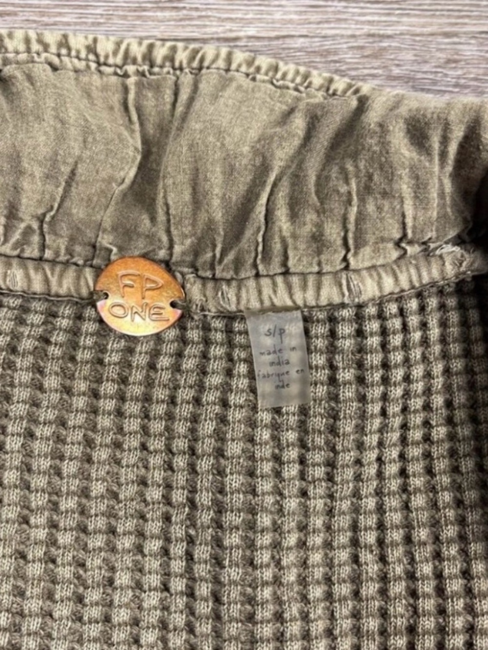 Free People Scout Olive Waffle Knit Oversized Shacket - Picture 4 of 4